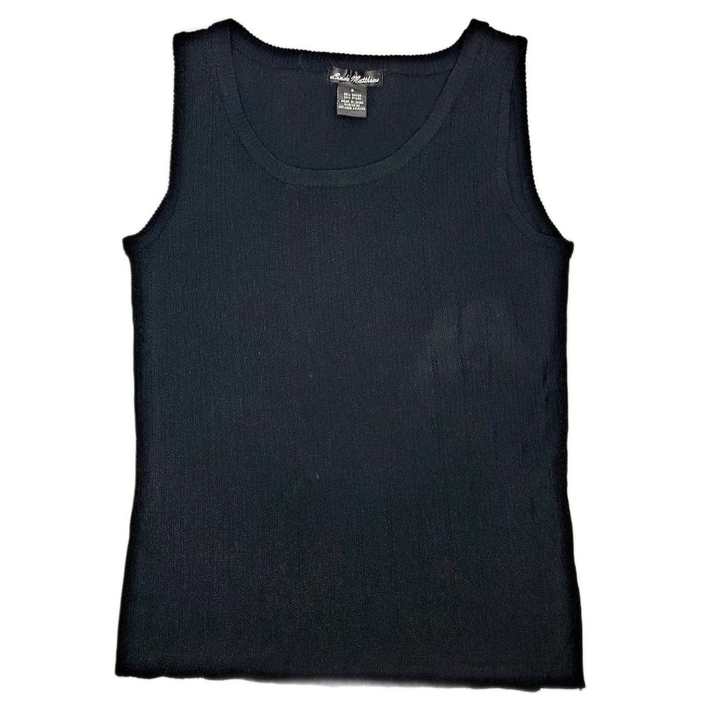 Linda Matthews Black Sleeveless Top Vtg 90s size S